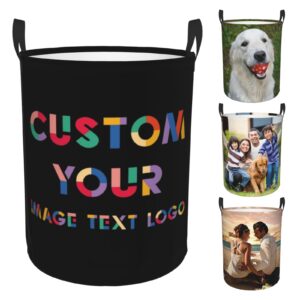 custom laundry basket personalized laundry hamper add your name text photo customized collapsible cute dirty clothes baskets for bathroom bedroom living room barbershop