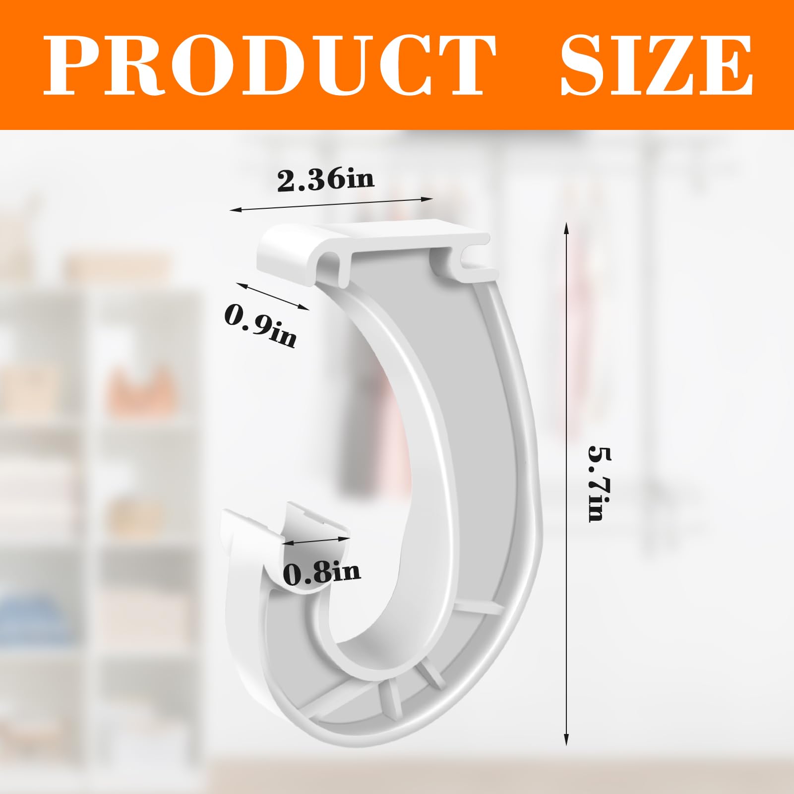 6PCS Hanging Closet Rod Support 3/4 Closet Bracket J-Shaped Closet Shelf Rod Holder for Wire Closet Shelving, Cabinets Storage and Curtain