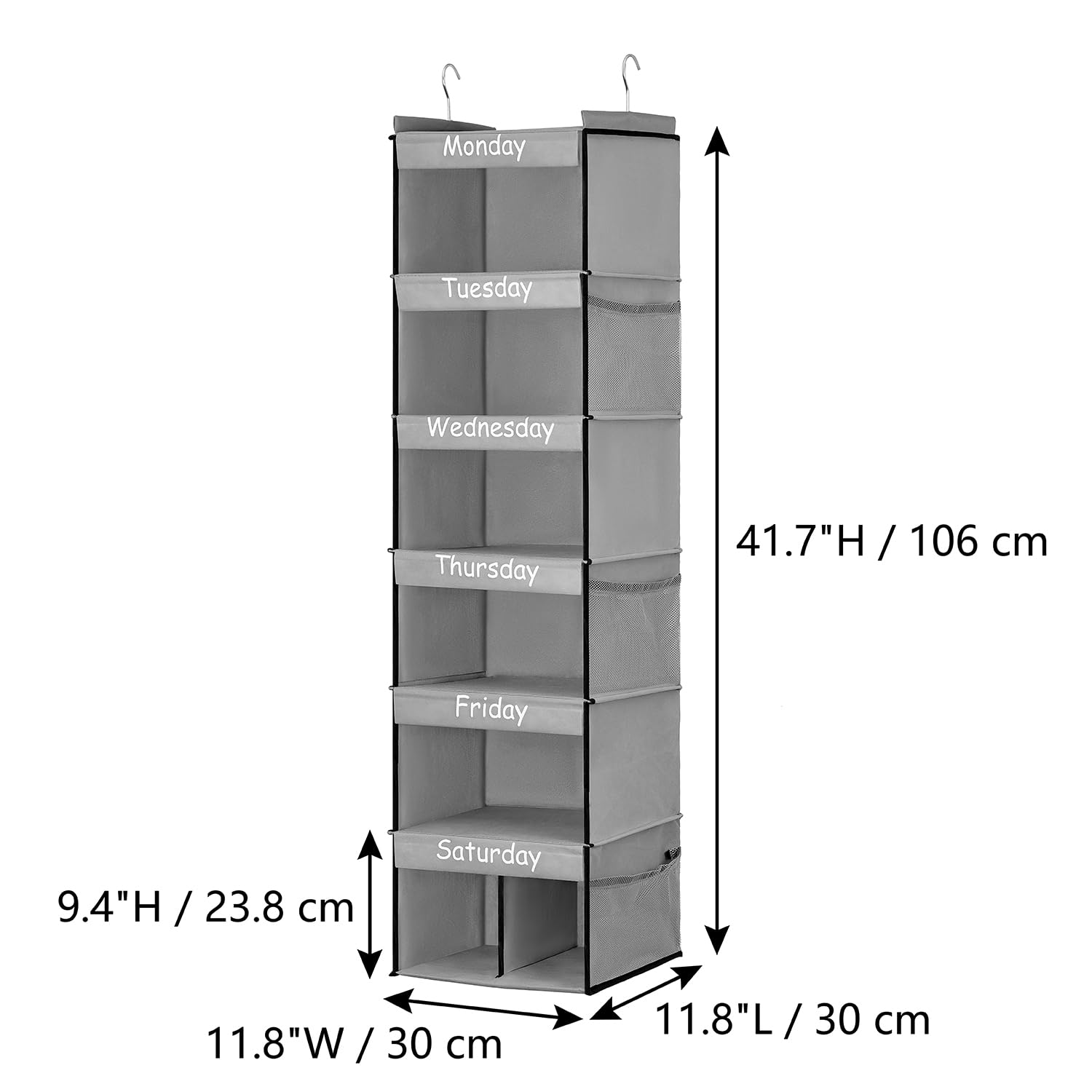 TEMUORG Weekly School Clothes Organizer Days of Week Clothing Organization for Kids Hanging Closet Shelf Storage with Monday to Saturday Layers (Rod Hanging)