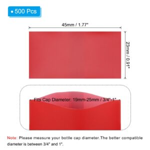 PATIKIL 45x23mm PVC Perforated Shrink Bands, 500Pcs 0.05 mm/2 Mil Thickened Heat Shrink Seal Wrap Fit for 3/4"-1" Cap Diameter Essential Oil Bottles Jars Cans Tin, Red