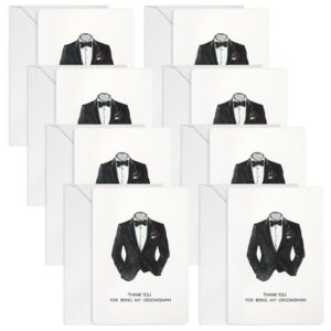 yinkin 8 set wedding thank you cards with white envelopes for being my groomsman bridesmaids 4 x 5 inch blank wedding thank you cards for wedding bridal shower supplies (groomsman)