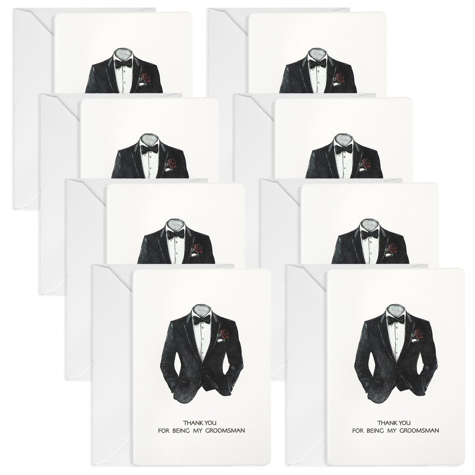 Yinkin 8 Set Wedding Thank You Cards with White Envelopes for Being My Groomsman Bridesmaids 4 x 5 Inch Blank Wedding Thank You Cards for Wedding Bridal Shower Supplies (Groomsman)