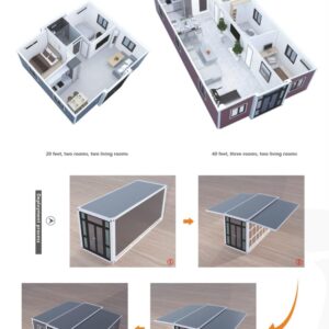 40Ft 20Ft Shipping Prefab Light Steel Folding Prefabricated Home Villa 5 Bedroom Container Expandable House