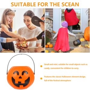 GSHLGAO Plastic Pumpkin Bucket, Pumpkin Candy Bucket Large 6.7x5.3in Portable Pumpkin Pail with Handle Reusable Cute Halloween Candy Bucket for Trick or Treat Party, Halloween Pumpkin Bucket (Large)