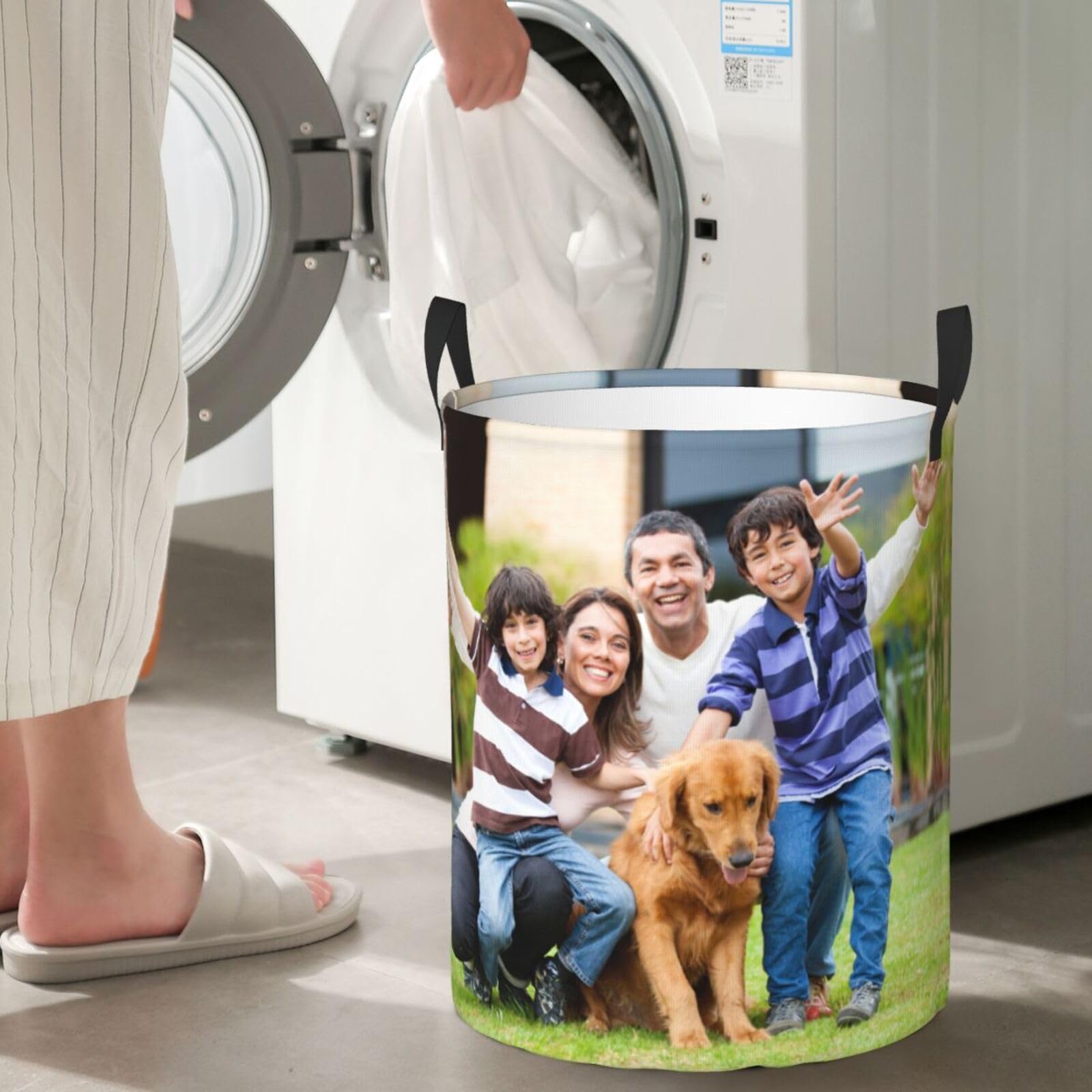 Custom Laundry Basket Personalized Laundry Hamper Add Your Name Text Photo Customized Collapsible Cute Dirty Clothes Baskets for Bathroom Bedroom Living Room Barbershop