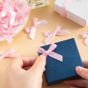 Pndeyo 35pcs Mini Pink Bows for Crafts, Tiny Cute Satin Ribbon Bow, Soft Bowknot Sewing Wrapping Accessories for Christmas Wedding Birthday Party Flowers Bakery Treat Gift Box Decoration