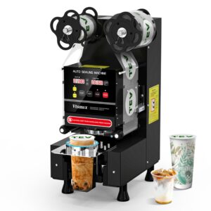 vtsmax cup sealer machine 90/95mm cup sealing machine 500-600 cups/h bubble tea sealing machine with automatic counting lcd panel for bubble milk tea juice coffee black