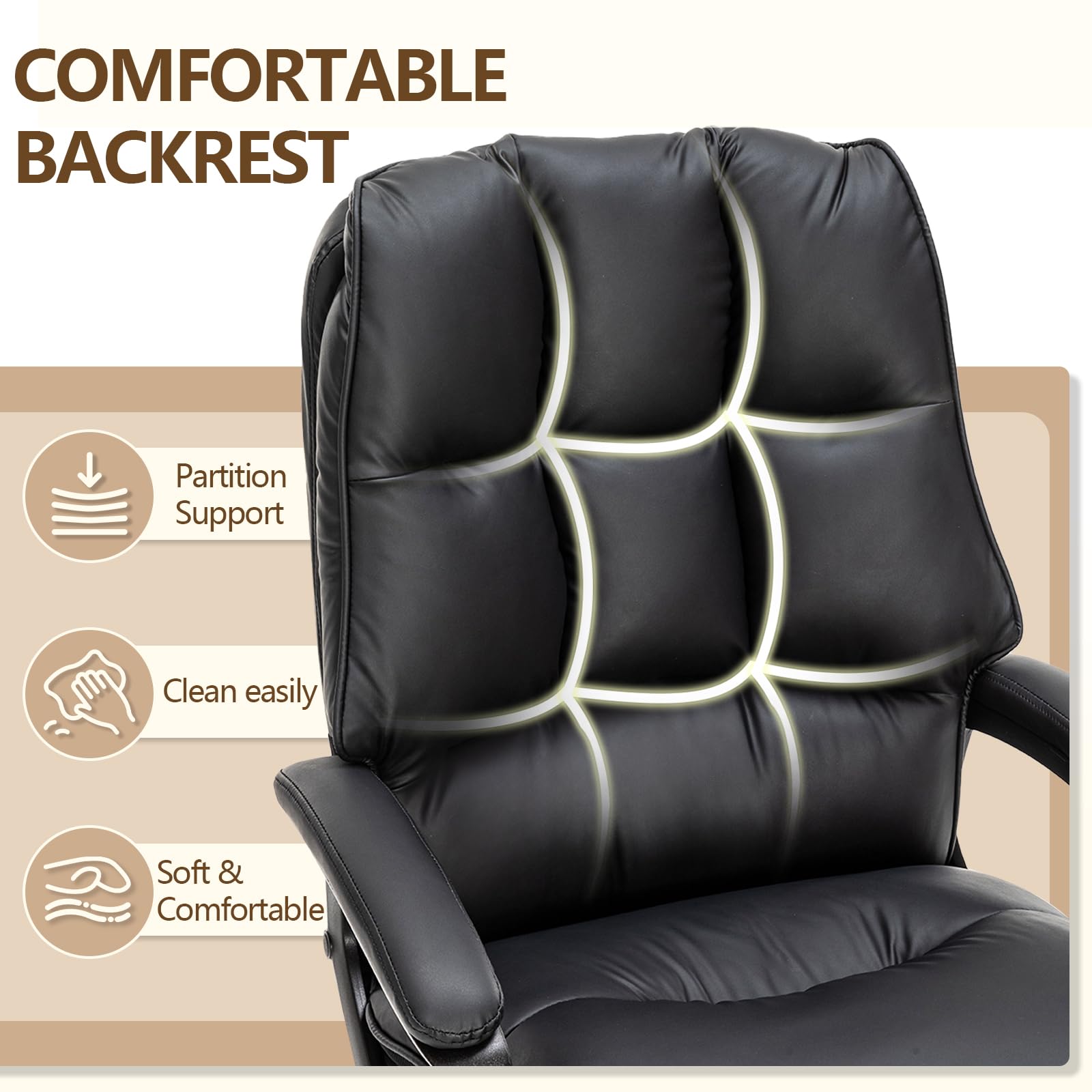 ZSQN Comfy Office Chair Soft and Double Padded Computer Desk Chairs for Long Hours Executive Office Chair with Height Adjustment Work Chairs for Home Office Black