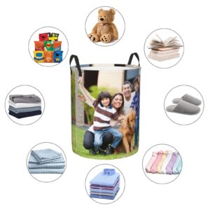 Custom Laundry Basket Personalized Laundry Hamper Add Your Name Text Photo Customized Collapsible Cute Dirty Clothes Baskets for Bathroom Bedroom Living Room Barbershop