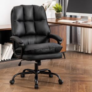 zsqn comfy office chair soft and double padded computer desk chairs for long hours executive office chair with height adjustment work chairs for home office black