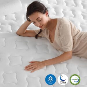 Cejato Full Size Mattress,10 Inch Hybrid Full Mattress in a Box with Memory Foam & Individual Pocket Spring for Pain Relief,Medium Firm White Full Mattresses,CertiPUR-US Certified.