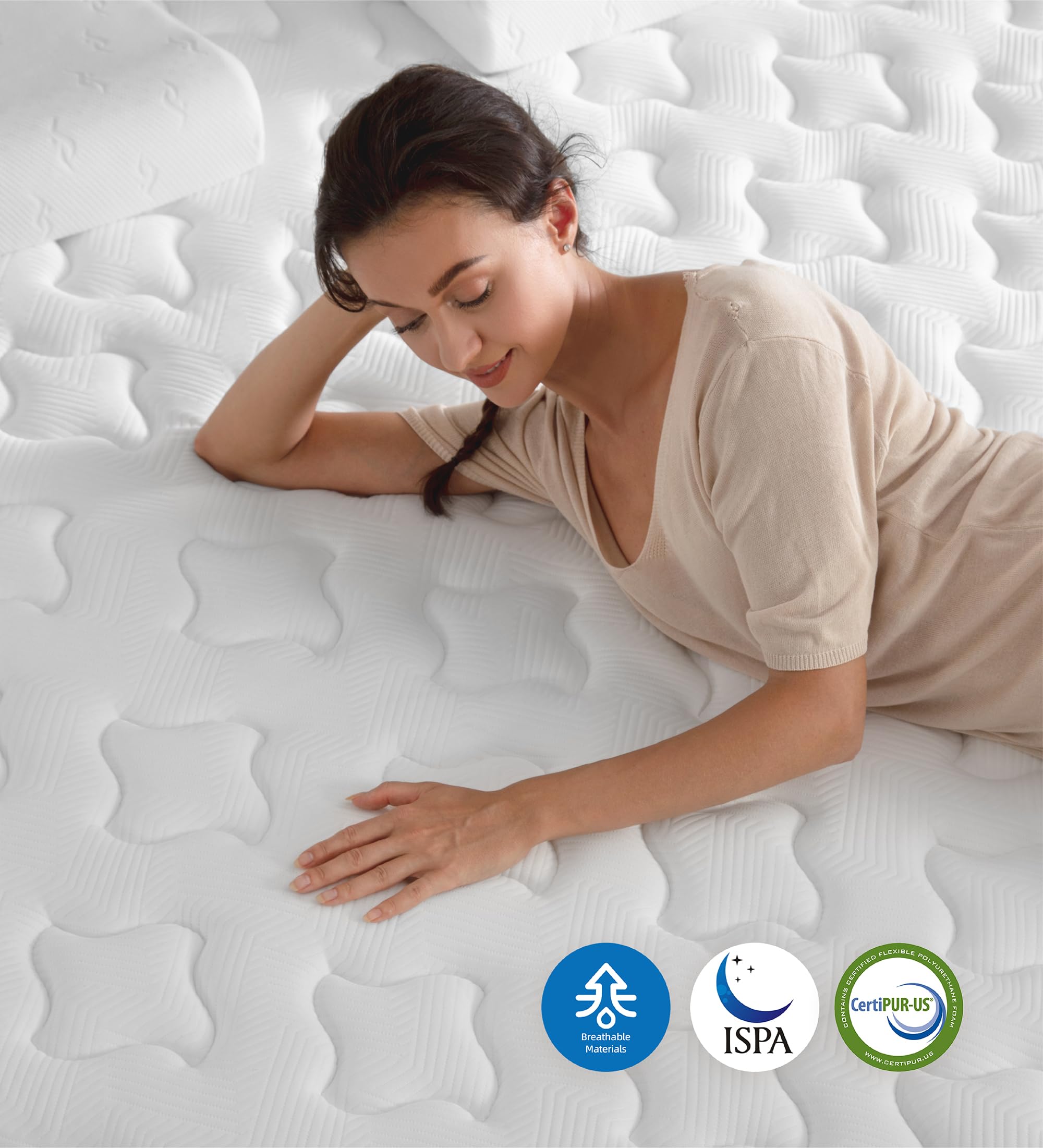 Cejato Full Size Mattress,10 Inch Hybrid Full Mattress in a Box with Memory Foam & Individual Pocket Spring for Pain Relief,Medium Firm White Full Mattresses,CertiPUR-US Certified.