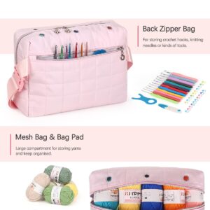 Aeelike Yarn Waist Bag, Portable Yarn Crossbody Bag Small Yarn Storage Bag for Holding Yarn Crochet Hooks Knitting Needles, Lightweight & Easy to Carry Yarn Bag, Pink