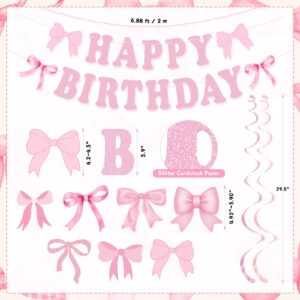 Bow Birthday Party Decorations, Pink Bow Birthday Banner Bow Party Hanging Swirls Decorations Set for Girls Bow Coquette Birthday Decorations, Bow Party Decor, Bridal Shower Party Supplies