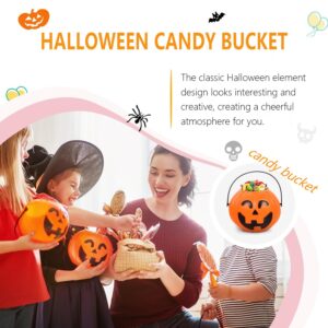 GSHLGAO Plastic Pumpkin Bucket, Pumpkin Candy Bucket Large 6.7x5.3in Portable Pumpkin Pail with Handle Reusable Cute Halloween Candy Bucket for Trick or Treat Party, Halloween Pumpkin Bucket (Large)