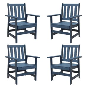 vicllax patio chairs set of 4, blue outdoor dining chairs, all weather hdpe outdoor adirondack furniture for lawn, garden, balcony