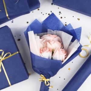 BOUBONI 100 Sheets Navy Blue Tissue Paper Bulk 20 x 14.5 inches Gift Wrapping Paper Craft Tissue Paper for Flower Artworks Crafts Holiday Party Decoration