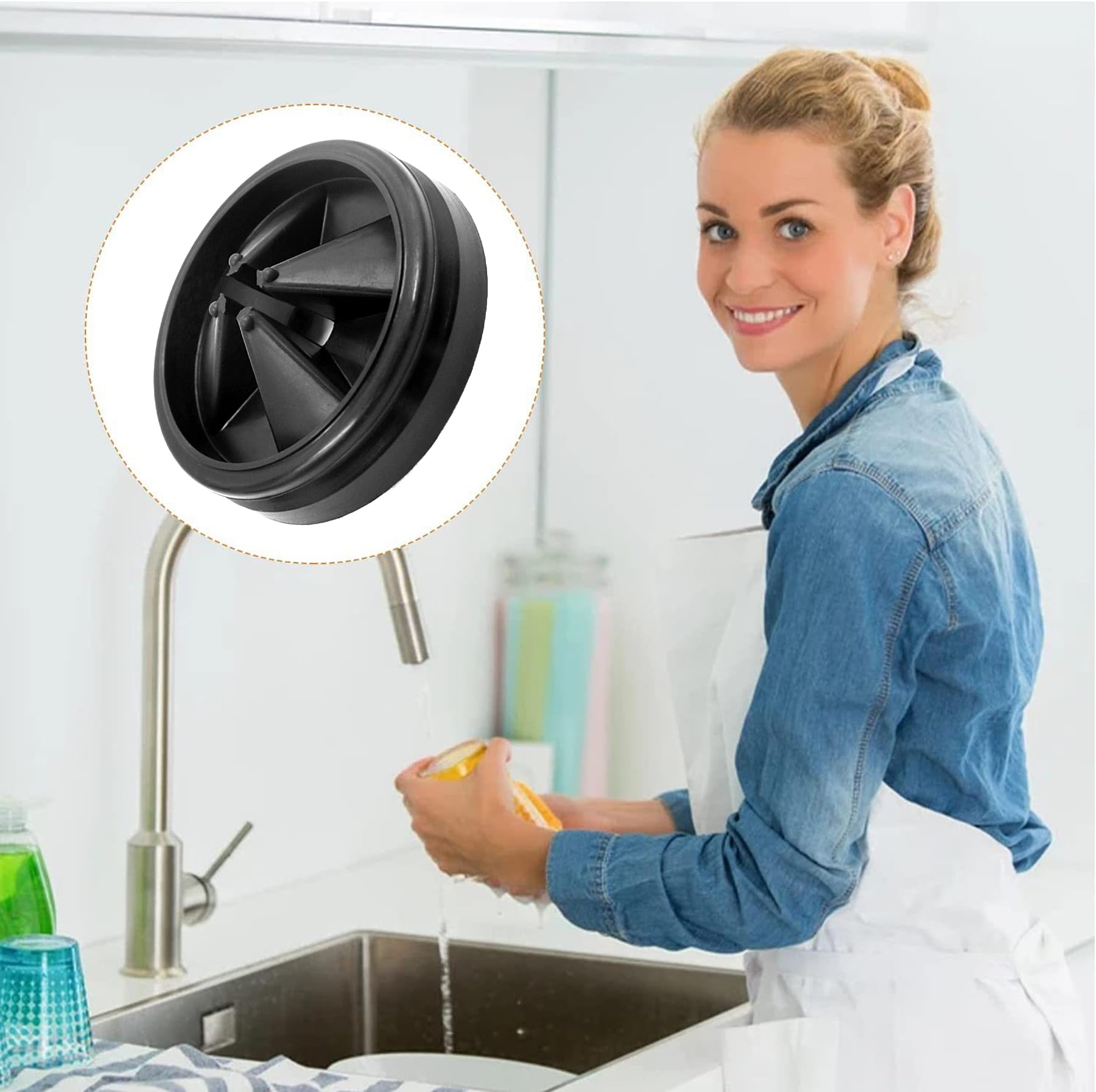 CoguZed 2 Pcs Garbage Disposal Splash Guard for 3 3/8"", Disposal Cover, Stopper, Rubber Drain Insert, Strainer & Parts