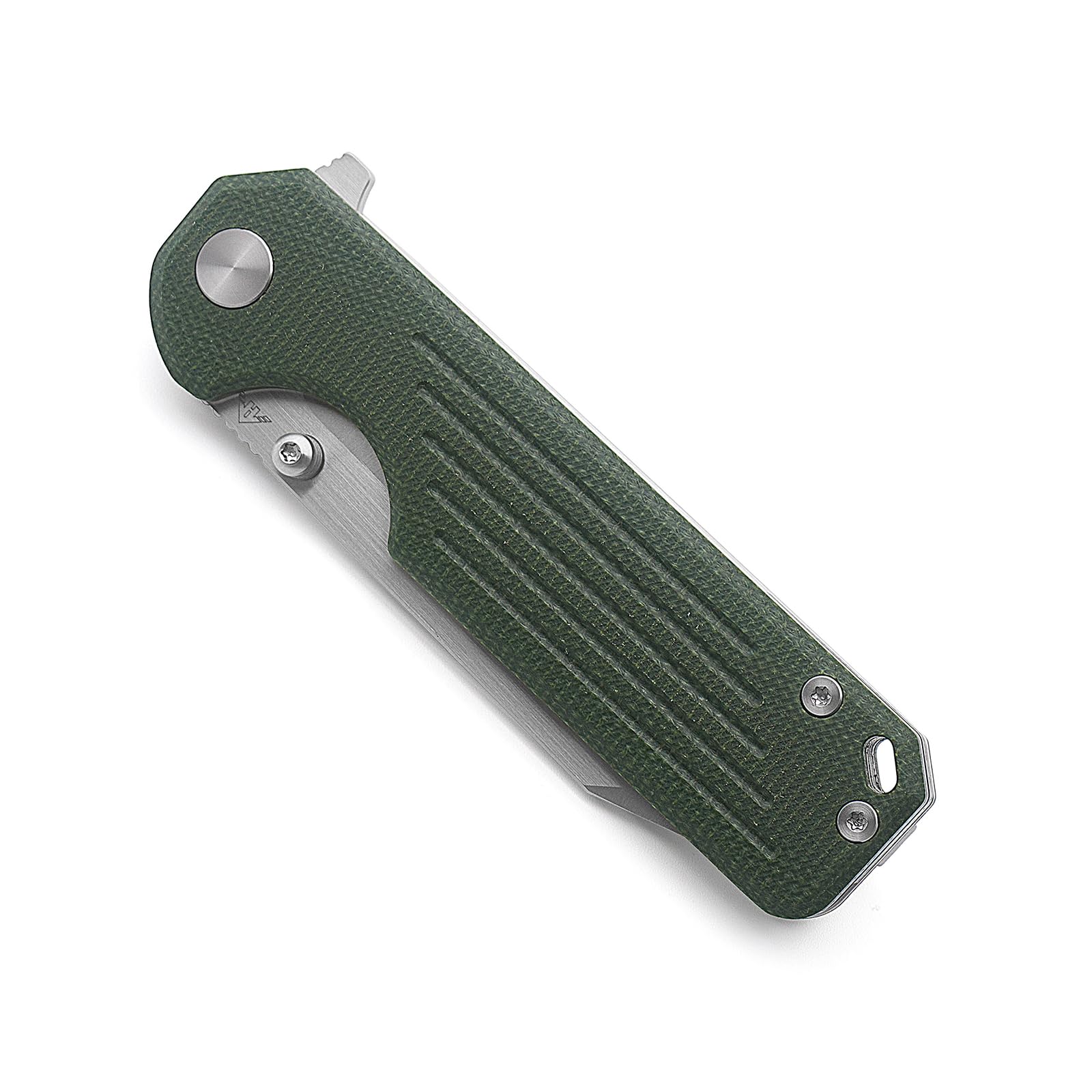 A Ameight · Knives Gladiator Flipper Folding Knife 3.75" Satin 14C28N Blade Green Micarta Handle With Deep Pocket Clip Camping Hiking Pocket Knife AM8-503MGN