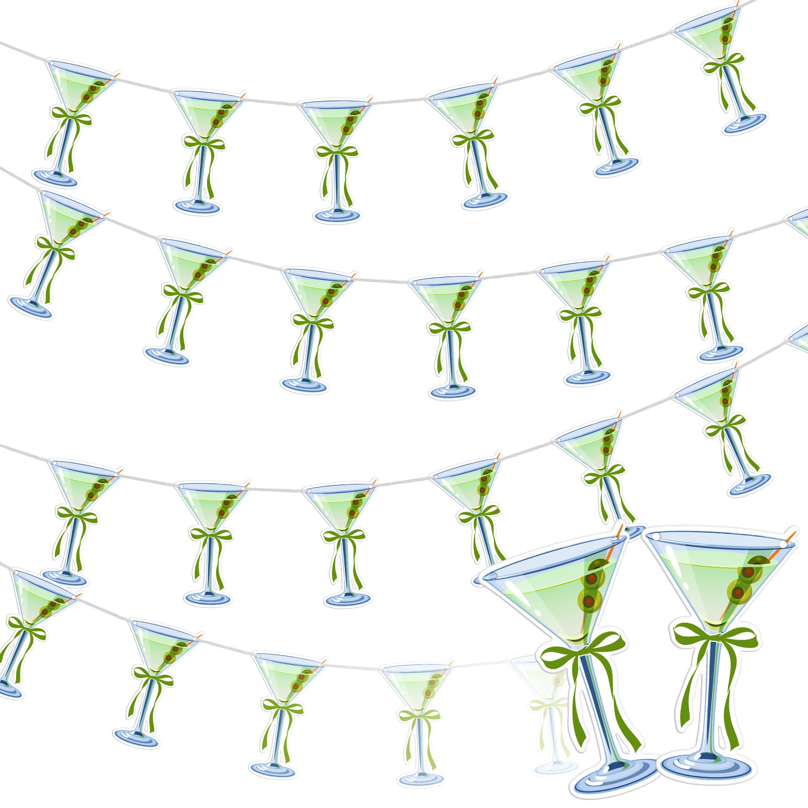 Dispowreath 4 Pcs Martini Party Banner Bar Themed Bachelorette Party Decoration Hanging Sign for Martini Birthday a Tini Bit Older Party Decorations (Olives)