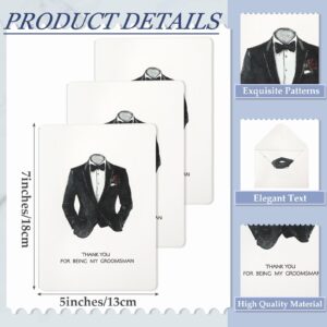 Yinkin 8 Set Wedding Thank You Cards with White Envelopes for Being My Groomsman Bridesmaids 4 x 5 Inch Blank Wedding Thank You Cards for Wedding Bridal Shower Supplies (Groomsman)