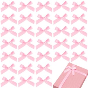 pndeyo 35pcs mini pink bows for crafts, tiny cute satin ribbon bow, soft bowknot sewing wrapping accessories for christmas wedding birthday party flowers bakery treat gift box decoration