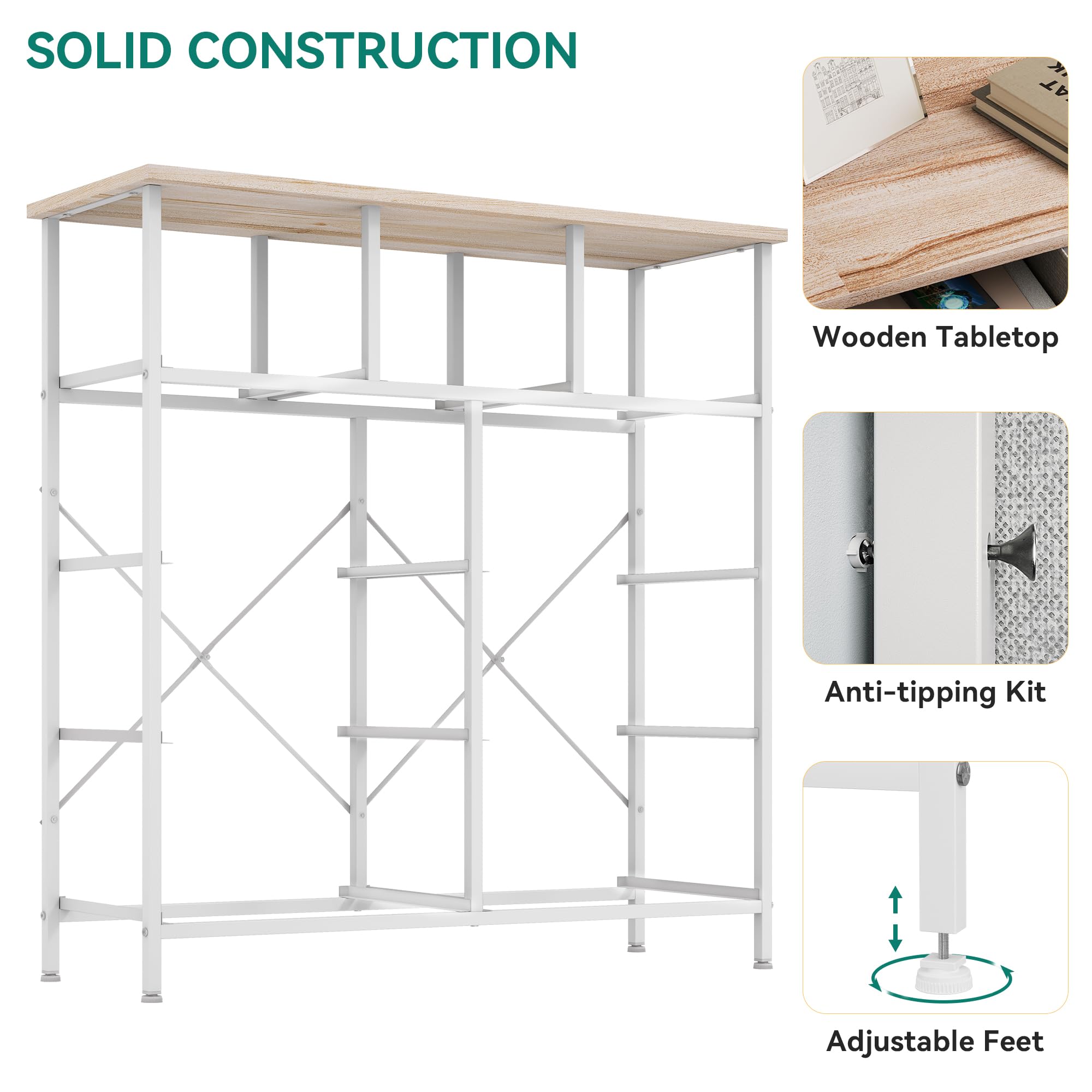 YITAHOME 9 Drawer Dresser, Light Gray Fabric Storage Tower, Tall Organizer Unit for Room, Living Room, Hallway, Closets - Sturdy Steel Frame, Wooden Top & Easy Pull Bins