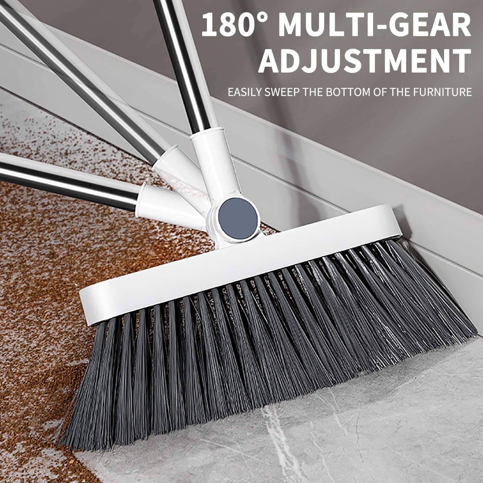 Broom and Dustpan Combo for Indoor&Outdoor Sweeping, Broom and Dustpan Set for Home, Long Handle Broom with Upright Standing Dustpan