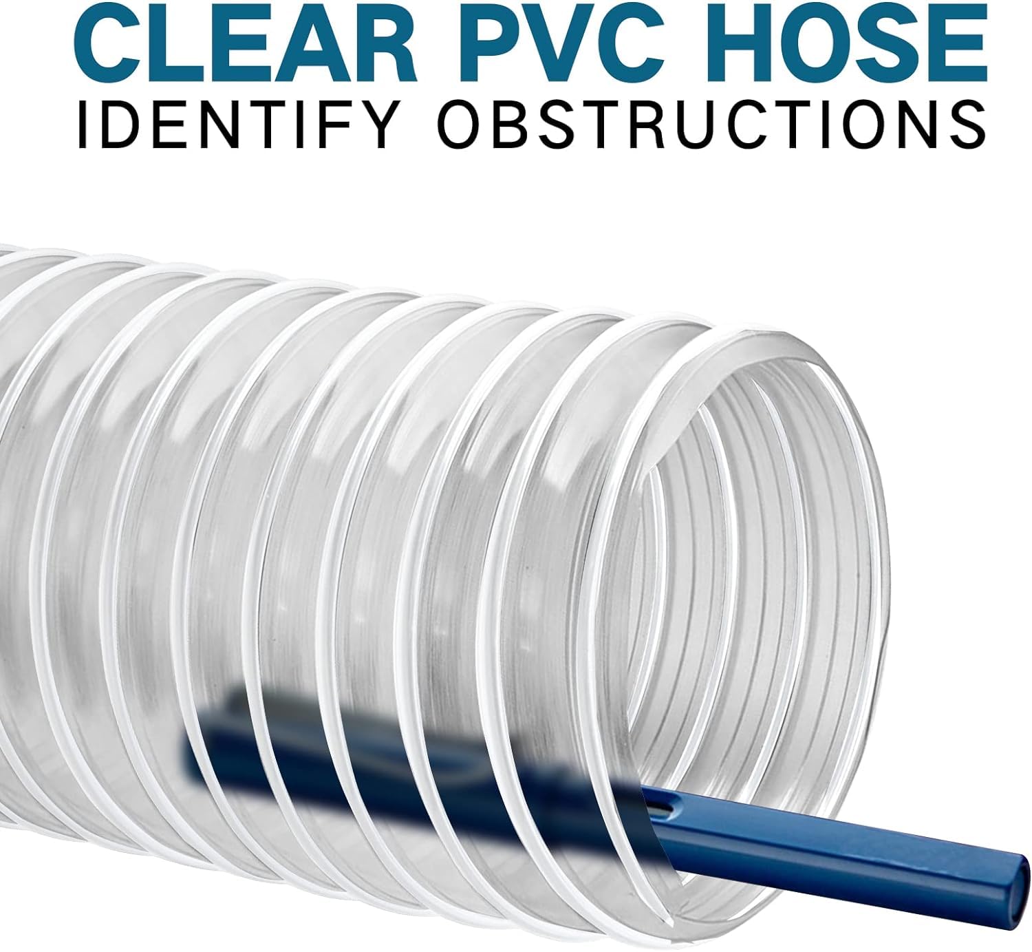 4" x 20' Heavy PVC Dust Collection Hose, Puncture Resistant PVC Dust Collection Hose, Flexible Clear PVC Fume Collection Hose with Carbon Steel Wire Coil for dust collection systems