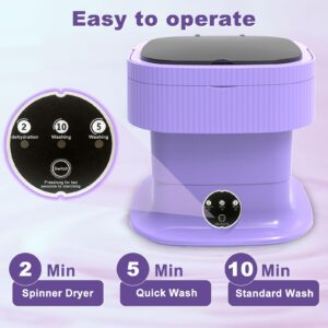 13L Mini Washing Machine, Small Portable Washer with Spin Dryer, Collapsible Luandry Washer, Foldable Compact Lavadora Portatil for Baby Clothes, Underwear, Travel, Camping, Apartments, Purple