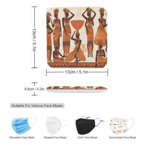 Lightweight Masks Storage Box, African Tribal Woman Print Stylish & Portable Masks Holder, Modern Mask Case Mask Protection Box Compact Mask Case