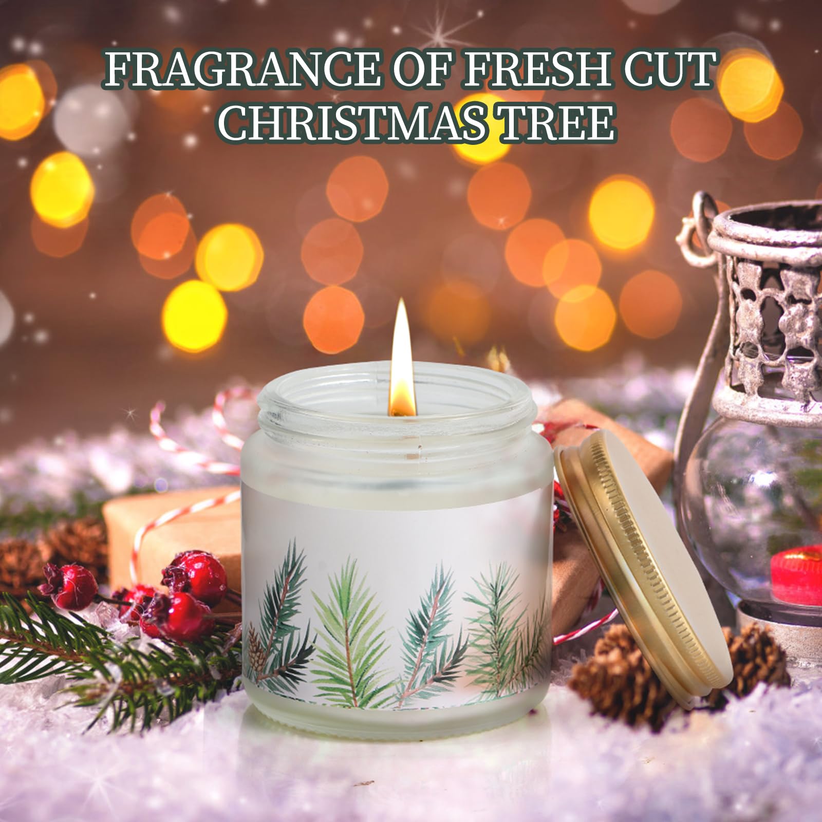 4 Pieces Fir Candle Christmas Candle Pine Scented Candles Gifts 4oz Forest Fragrance Candles with Gift Box for Women, Men, Friends, Couples,Home or Office