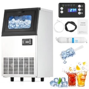 towallmark commercial ice maker machine, 110lbs/24h, 18lbs storage bin, 0.9inch thick ice cube ice machine automatic cleaning function ideal for home, bar, hotel, restaurant