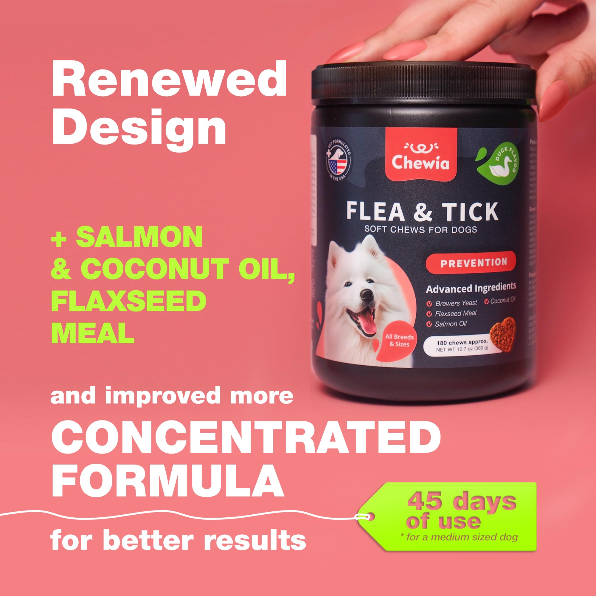 Dog Flea and Tick Treatment Chews - Flea and Tick Prevention for Dogs - Flea & Tick Chewables - Natural Dog Flea & Tick Control Soft Treats - Flea Chewables for Dogs - Immune Support Supplement