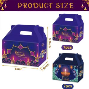 ANYMONYPF 16 Pcs Happy Diwali Treat Boxes Party Favors Diwali Gift Boxes Indian Deepavali Festival of Lights Goodie Gable Boxes Decoration for Diwali Party Supplies