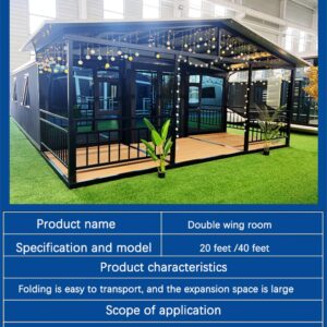 40Ft 20Ft Prefab Light Steel Folding Prefabricated Villa, 5 Bedroom, Shipping Container Expandable House