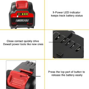 ZLWAWAOL 2 Pack DCB120 12V 6.0Ah Lithium Ion Battery Replacement for Dewalt 12V Battery DCB127 DCB124 DCB126 DCB123 Compatible with Dewalt 12V Cordless Power Tools