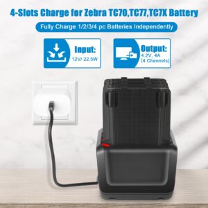 REACELL 4 Slots Battery Charging Cradle for Zebra Symbol TC70,TC77,TC72,TC75 Battery, Charging Accessories for Zebra Scanner Battery