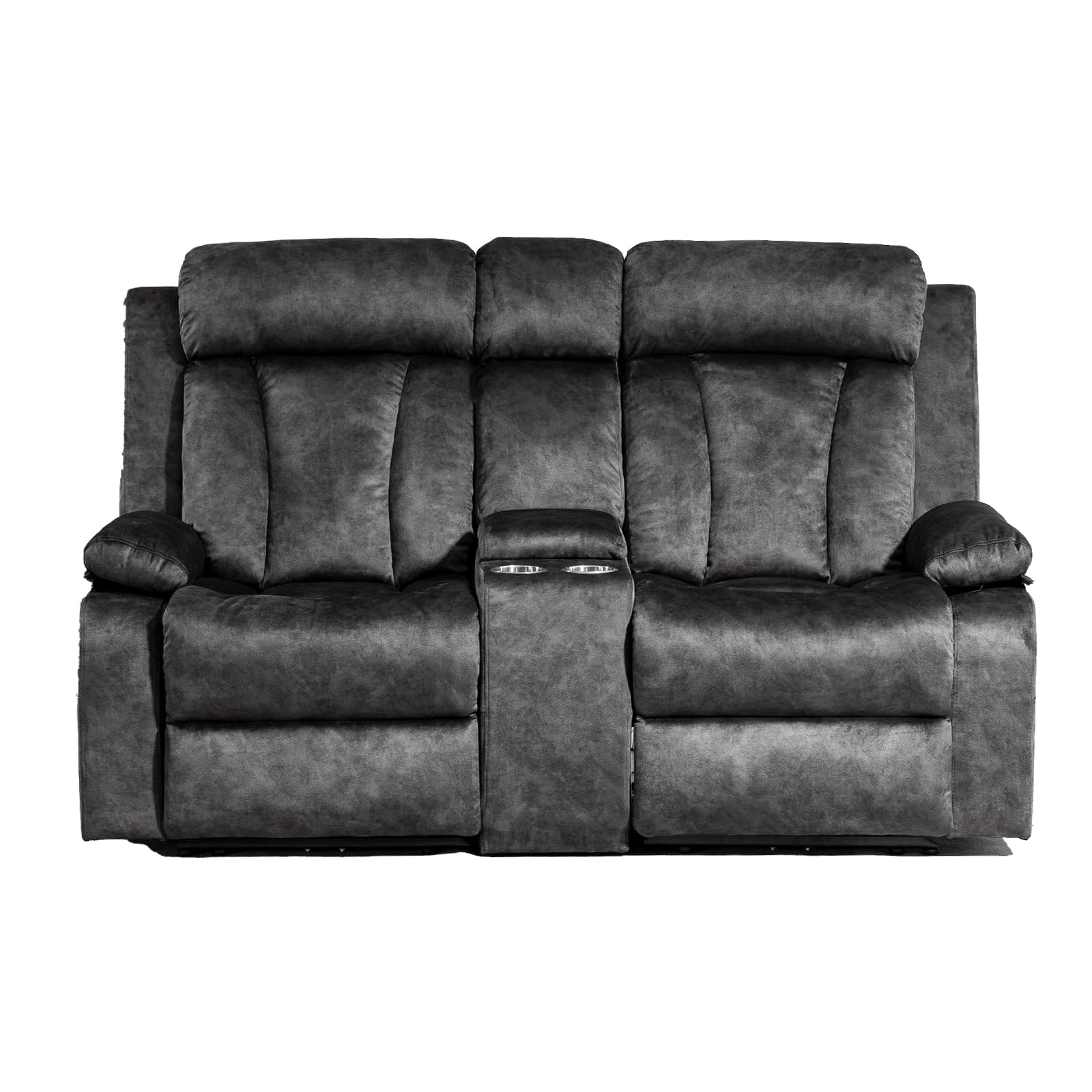 PALLOME Power Reclining Loveseat with Console, Loveseat Recliner Sofa with Massage & Heat, Perfect Electric Couch for Living Room (Gray)