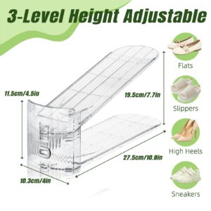 MOVDEET Shoe Slots Organizer,12 PACK Transparent Adjustable Shoe Stacker Clear Shoe Slot Organizer Space Saver Shoe Rack Holder Shoe Storage Organizers for Closet