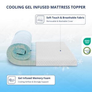 4 Inch Gel Memory Foam Mattress Topper Twin Size, Cooling Bed Topper for Pressure Relief with Removable Breathable Soft Cover, CertiPUR-US Certified