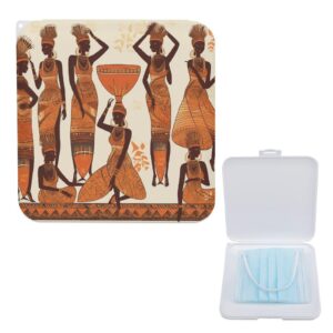 lightweight masks storage box, african tribal woman print stylish & portable masks holder, modern mask case mask protection box compact mask case