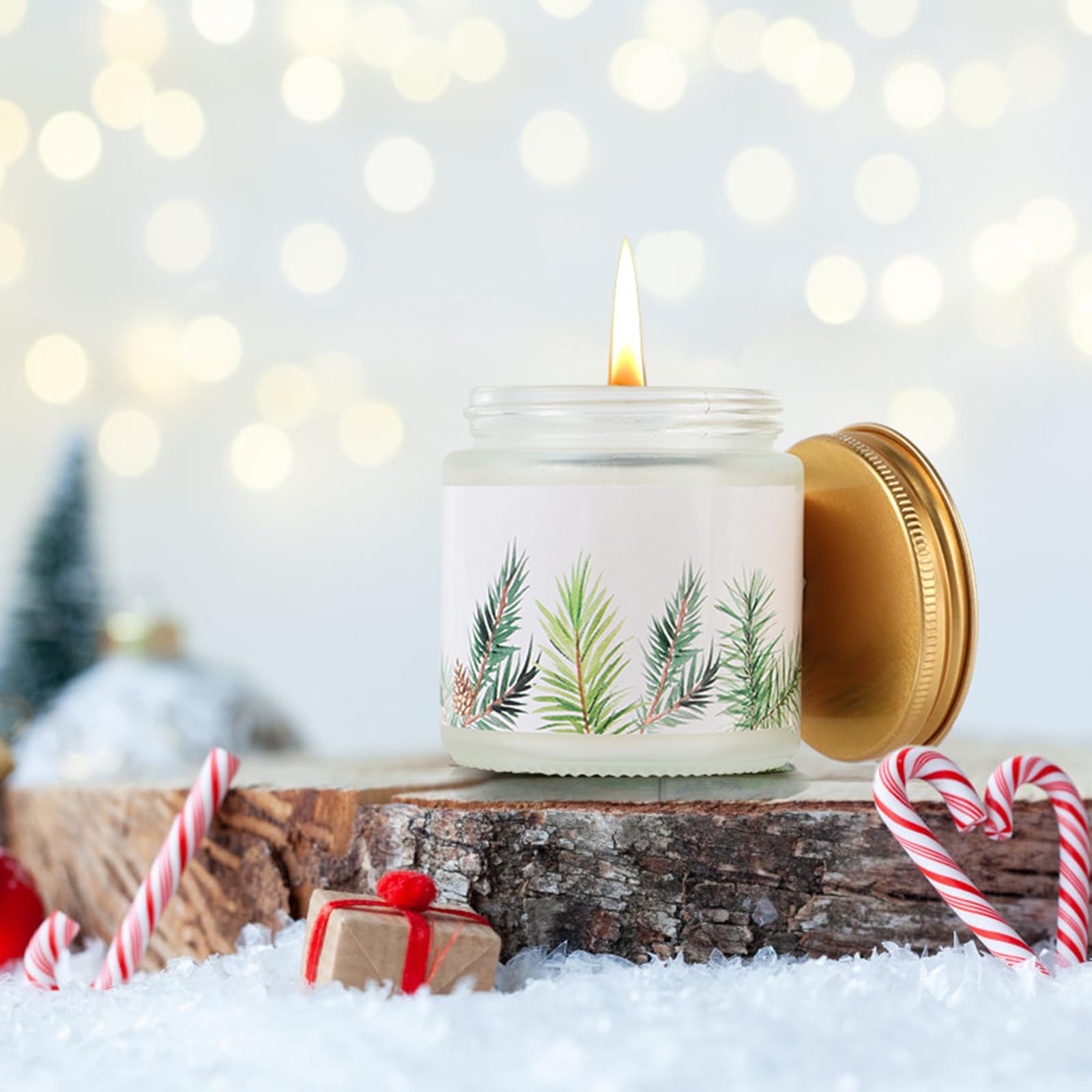 4 Pieces Fir Candle Christmas Candle Pine Scented Candles Gifts 4oz Forest Fragrance Candles with Gift Box for Women, Men, Friends, Couples,Home or Office