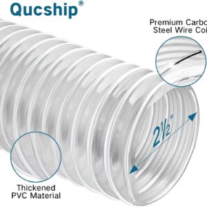 4" x 20' Heavy PVC Dust Collection Hose, Puncture Resistant PVC Dust Collection Hose, Flexible Clear PVC Fume Collection Hose with Carbon Steel Wire Coil for dust collection systems