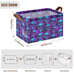 GEDAKO Storage Cubes Foldable Storage Bin Baskets with Double Handles - 117 - Skull Head Shelves Closet Organizers for Clothes Toys,M