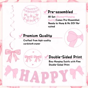 Bow Birthday Party Decorations, Pink Bow Birthday Banner Bow Party Hanging Swirls Decorations Set for Girls Bow Coquette Birthday Decorations, Bow Party Decor, Bridal Shower Party Supplies