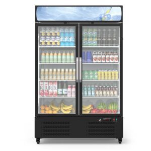 merxeng beverage refrigerator, 36.3 cu.ft commercial display refrigerator merchandise for home restaurant grocery stores, 2 glass door merchandiser refrigerator,back bar beverage cooler