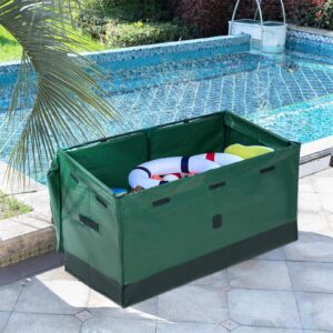 VINGLI 130 Gallon Outdoor Deck Box, Waterproof Storage Box with Sloping Top, Portable Outdoor Container for Patio Furniture Cushions, Garden Tools, Pool Supplies, Green