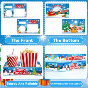 32Pcs Christmas Party Supplies Movie Night Paper Snacks Boxes Xmas Movie Theater Snack Tray Party Decorations Movie Popcorn Drink Holder Set for Christmas Xmas Tree Snowman Birthday Holiday Party