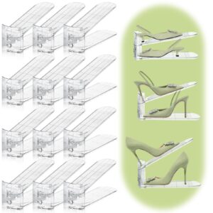 movdeet shoe slots organizer,12 pack transparent adjustable shoe stacker clear shoe slot organizer space saver shoe rack holder shoe storage organizers for closet